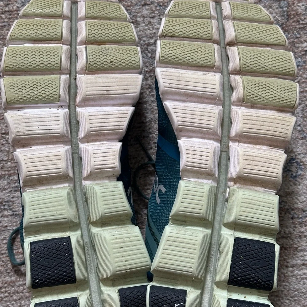 On Running Men's Teal and Green Cloudflow Running Sneakers